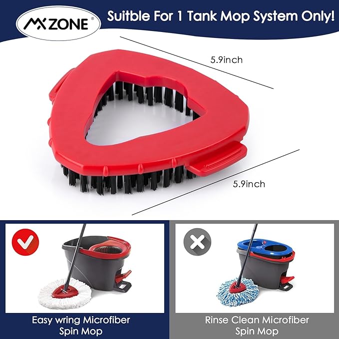 Scrubber Mop Head Replacement Compatible with O Cedar EasyWring 1 Tank System, Spin Mop Scrub Brush Head, Hard Bristle Cleaning Brush Attachment for Kitchen Tile Floor, Not Fit RinseClean