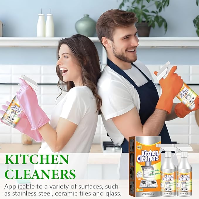 2PCS Kitchen foam Cleaner, Stubborn Stains Cleaner, Domestic Cooktops, All-purpose Kitchen Pots and Pan Cleanerrange Hoods, Kitchen Bubble Cleaner Spray, Grime and Grease, Cleanboss, 4 Fl.oz(120ml)
