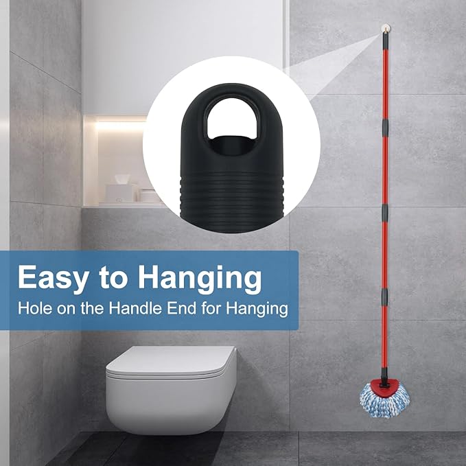 Spin Mop Handle Replacements for Oceda 4-Section Mop Replace Handle Compatible with O-Ceda Spin Mop Refills and Brooms, O ceda Mop Stick for Floor Clean, 30" to 58", Universal Fit Oceda Mop Head