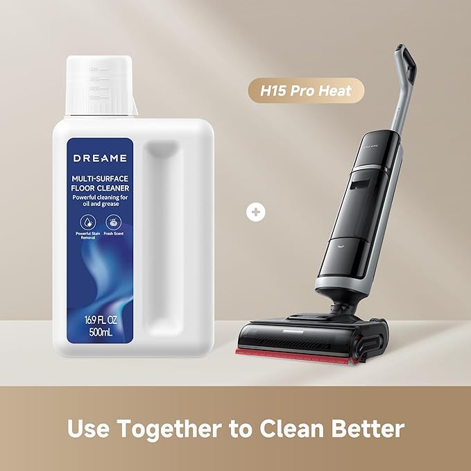 DREAME Cleaning Solution for H15 Pro Heat/H15 Pro CarpetFlex/H12 PRO/G10 Pro/H13 PRO/H12S/H12 Pro FlexReach/H12 Dual/G10 Combo/G10/K10, Multi-Surface Floor Cleaner for Oil and Grease(16.9 OZ/500ml)