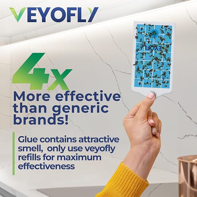 VEYOFLY Fruit Fly Traps for Indoors, Fly Trap Indoor, (1 Device + 3 Refills) Fly Catcher Indoor, Gnat Traps for House Indoor, Fly Trap, Plug in Light Flying Insect Trap, Bug Killer
