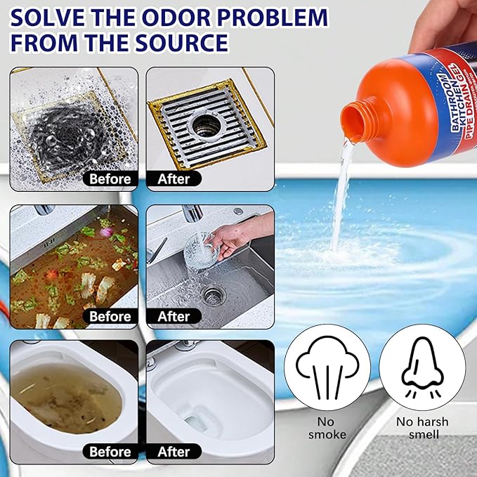 Pipeline Dredging Agent, Pipe Dredge Drain Cleaner, Sink Drains Hair Clog Remover Cleaner, Toilet Unclogger Heavy Duty,Bathroom Shower Unclog Clogged Drain, Compatible with All Pipe Materials（500ml）