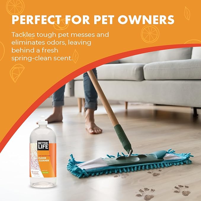 Better Life Floor Cleaner - Liquid Multipurpose Cleaner for Wood, Tile, Laminate, Vinyl, Bamboo - Hardwood Floor Cleaner for Mopping - Citrus Mint, 32 Fl Oz (Pack of 2)