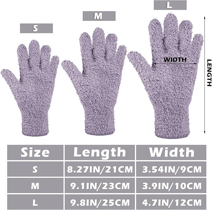 Patelai 3 Pairs Microfiber Plant Dusting Gloves Leaf Cleaning Gloves for Indoor Plants, Blinds, Furniture, House (Pink,Nude,Light Purple,Small)