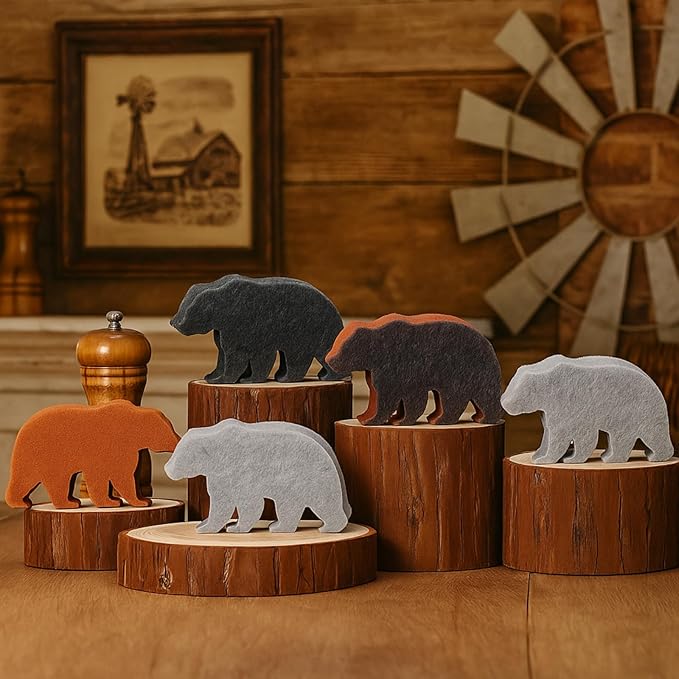 Tioncy 12 Pack Rustic Bear Kitchen Sponges Bulk 4 Colors Cute Dual Sided Scrubber Brown Black Bear Sponges Reuseble Dishwashing Kitchen Cleaning Accessories for Cookware Pot Boiler Pan Household