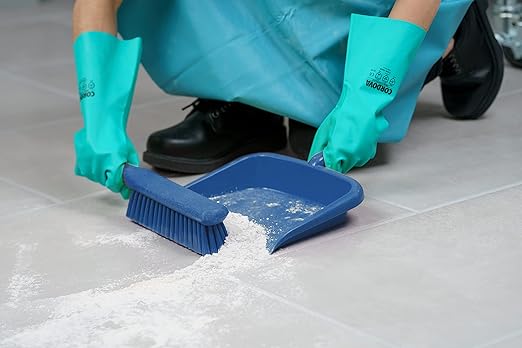 SPARTA Large Handheld Dustpan with Hanging Hole, Heavy-Duty Plastic Dustpan with Wide Lip for Countertops and Surfaces, Plastic, 10 Inches, Blue