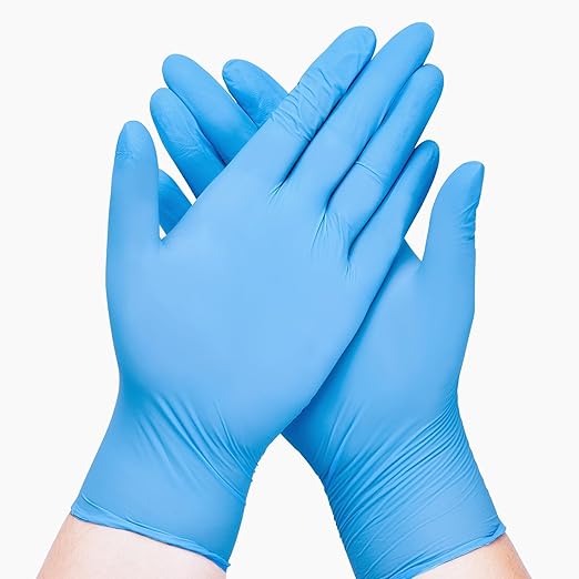 Disposable Nitrile Exam Gloves, Blue, Nitrile Gloves Disposable Latex Free, Medical Gloves, Cleaning Gloves, Food-Safe Rubber Gloves, Powder Free, Non-Sterile, 50-ct Box (Large)