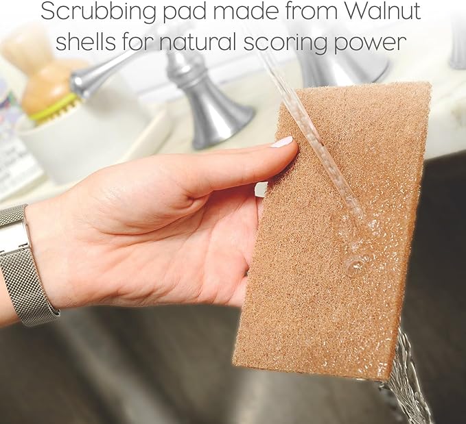 Full Circle Neat Nut Walnut Shell Scouring Pads, Non-Scratch, Set of 3 (Pack of 6)