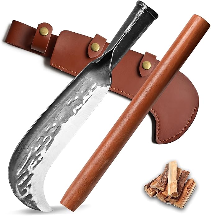 Machete for Yard Work Billhook Sickle Knife Brush Clearing Sickle Knife with Sheath - Perfect Brush Axe for Survival Cut Machete,Ideal for Camping,Gardening, Land Management,