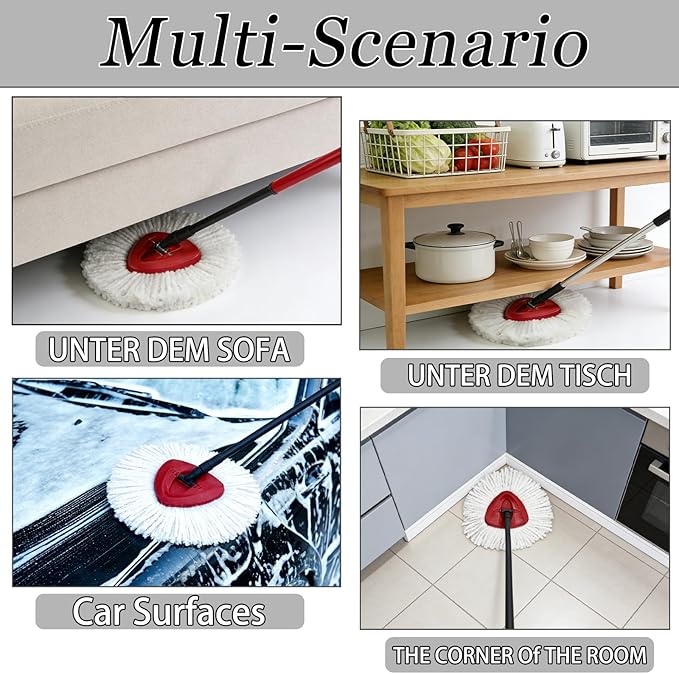 10Pcs Mop Heads Replacement,Spin Mop Replacement Head Compatible with Cedar Easywring 1-Tank System,Including 8 Spin mop Replacement Heads,1 Brush Head and 1 Base Machine Washable & Easy to Replace