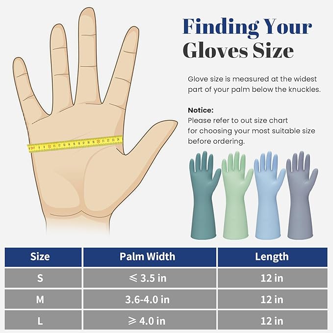 Rubber Kitchen Dishwashing Gloves - 3 Pairs Colorful Reusable Household Cleaning Gloves For Washing Dishes And Cleaning Tasks，Flexible And Durable Waterproof (Large, Dark Green+Green+Gray)