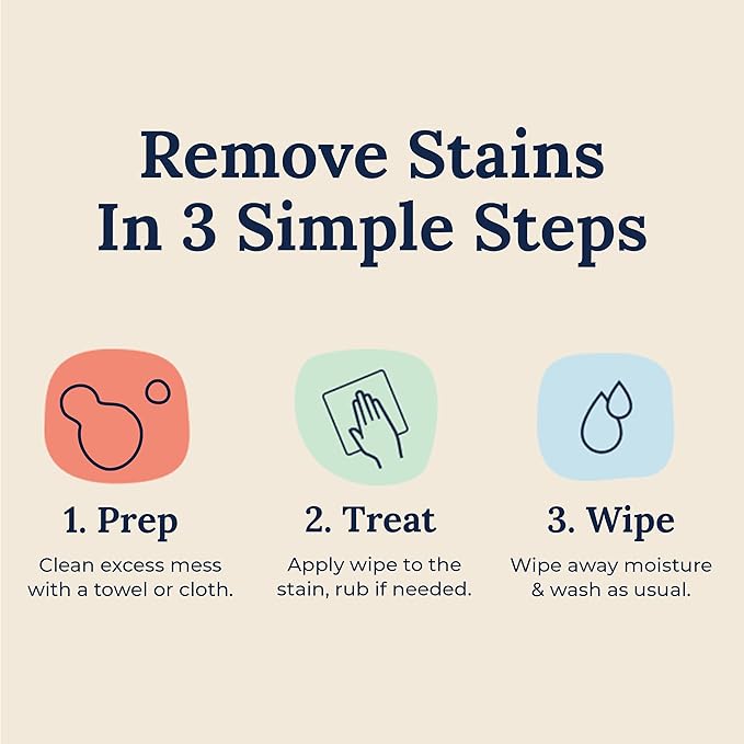 Miss Mouth's Messy Eater Stain Treater Wipes - 50 Pack Stain Remover - Newborn & Baby Essentials - No Dry Cleaning Food, Grease, Coffee Off Laundry, Underwear, Fabric