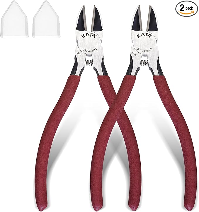 KATA 6-Inch Flush Cut Wire Cutters, Heavy Duty Side Cutter Pliers with Safety Cap, Sharp Snips for Crafting, Zip Ties, Floral Wire, Electrical, Jewelry, Chicken Wire, Artificial Flowers, 2 Pack