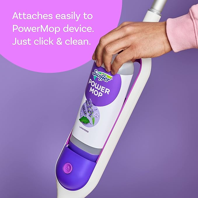 Swiffer Power Mop Refill, Floor Cleaner for Mopping Tile, Vinyl, Laminate, Wood in Home, Bathroom, Kitchen, All Purpose Multi-Surface Cleaning, 5 Pads + 1 Lavender Solution (Pack of 2)