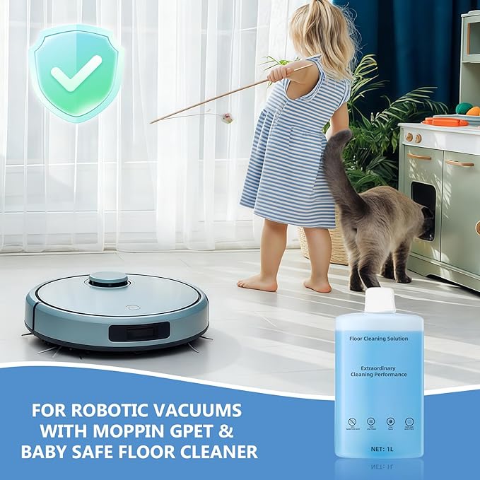 Floor Cleaning Solution Compatible With Roborock Robot Vacuum And Mop Cleaner， Deep Cleans For Multiple Hard Floors, for Robot & Wet Dry Vacuums Mopping Floor Cleaners Solution , 33.8 Fl. OZ(1 Bottle)