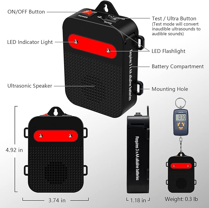 Ultrasonic Rodent Repellent Under Hood Battery Operated Pest Repeller Humane Mouse Repellent for Car Engines Basement Garage Attic Rat Mice Deterrent 1 Pack