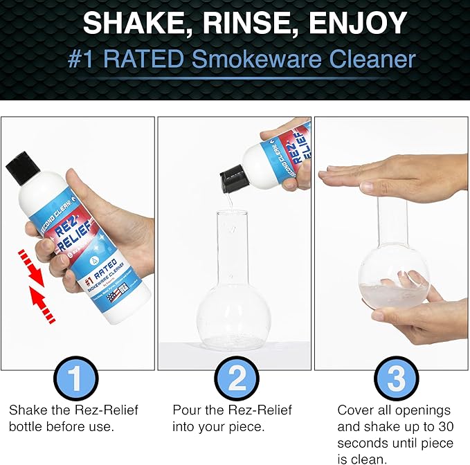 SNOWTREE - Rez Relief Glass Cleaner Solution for Glass, Ceramic, Metal & Silicone - 12 Fluid Oz Bottle - Refreshing Citrus Scent Glass Cleaner Liquid - Removes Stains & Smells