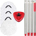 Spin Mop Replacement Set - 4 Microfiber Heads, Base, 30-58'' Handle Compatible with OCedar EasyWring - White (1 Can System)