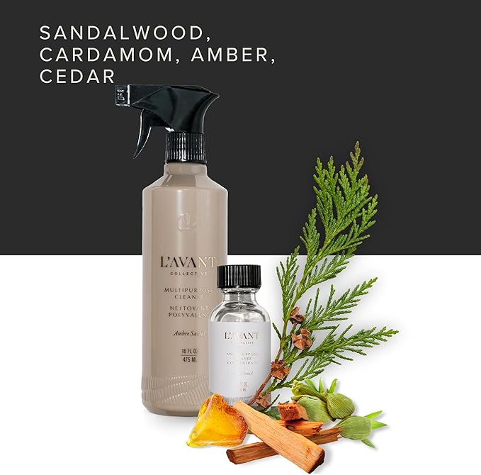 L’AVANT Collective High Performing Multipurpose Cleaner | Plant-Based, Naturally Derived Formula, Ambré Santal Scent - 16 Fl oz Refillable Bottle – All-Purpose Surface Cleaner