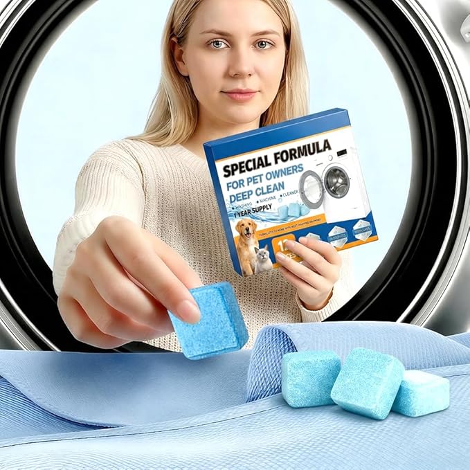 Washing Machine Cleaner Tablets, 2026 New Washer Cleaner Tablets, Deep Cleaning Pet Hair Remover for Laundry Room, Eco-Friendly Odor Remover for Pet Owners (1pcs)