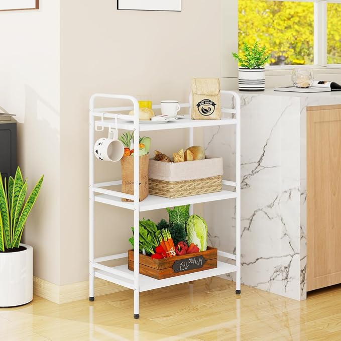 HDANI Storage Shelves, 3-Tier Metal Storage Rack with Shelf,Shelf Organizer,Garage Standing Shelving Unit for Laundry,Bathroom,Kitchen,Pantry,Closet,23.6''W X 13.8''D X 36.2 H'',White