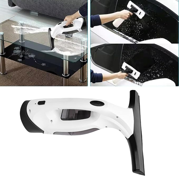 2200mAh Electric Window Cleaner Tool, Window Vacuum Squeegee Cordless, for Efficiently Spraying, Wiping and Vacuuming Windows, Mirrors, Shower Glass, Tiles (US Plug