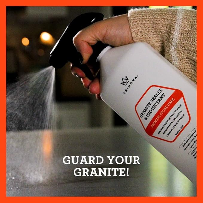 TriNova Granite Sealer & Protector – Best Stone Polish, Protectant & Care Product – Easy Maintenance for Clean Countertop Surface, Marble, Tile – No Streaks, Stains, Haze, or Spots - 128 fl oz (4PK)