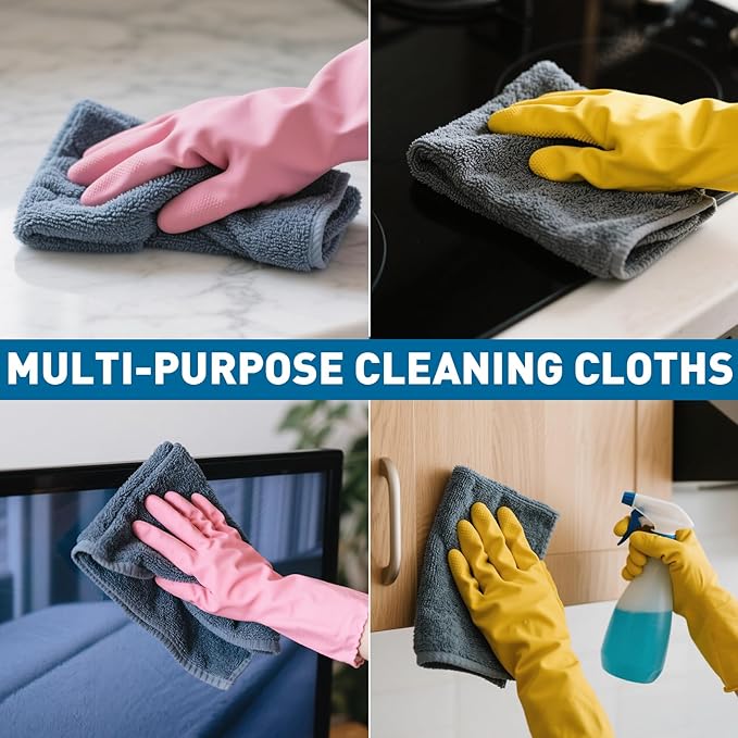 Microfiber Cleaning Cloths Bulk Pack-15 Pack, Microfiber Towels Bulk, Towels for Cars, Cleaning Rags Gray (12x12 inches)