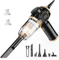 Brushless Motor Portable Cordless Car Vacuum Cleaner – 25000 Pa High Power, LCD Display, Rechargeable Handheld Vacuum for Car, Home, Office | Efficiently Removes Pet Hair, Sofa (Black & Gold)