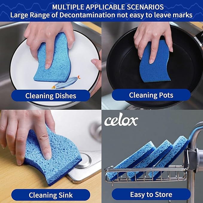CELOX Sponge for Cleaning Kitchen and Household, Blue