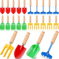 8" Kids Gardening Tools, Metal Beach Sandbox Digging Toys with Wooden Handle, Including Shovel, Rake, Fork and Trowel, Garden Sand Snow Tools for Children Gift Outdoor Gardening(48 Pcs)