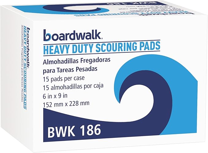 Boardwalk 186 Heavy-Duty Scour Pad, Green, 6 x 9 (Case of 15)