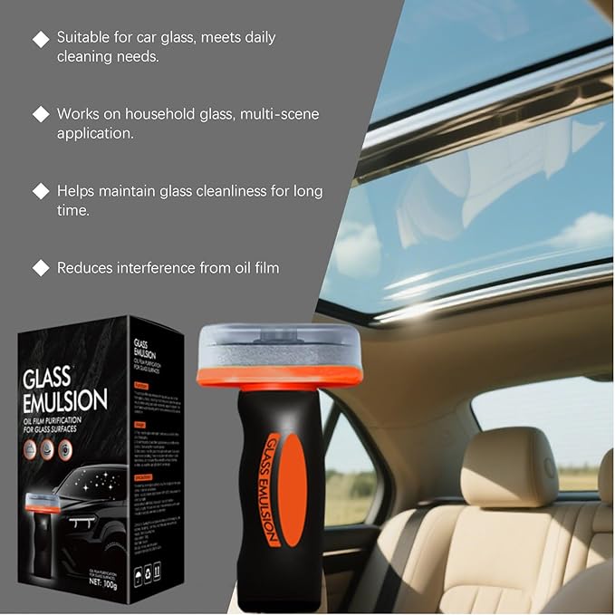 Q4 Glass Guard,Auto Glass Side Window Oil Film Removal Cleaner,Automotive Handheld Oils Flmr Cream,Windshield Oil FilmGlass Emulsion Remover for Car Windows (2PCS)