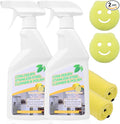 2-Pack Stainless Steel Cleaner Spray, Cleans & Polishes for Streak-Free Shine on Appliances, Range Hood, Sinks, Ovens, Refrigerators 33.8 Oz– Includes 2 Kitchen Sponges & 2 Mop Cloths, Lemon Scent