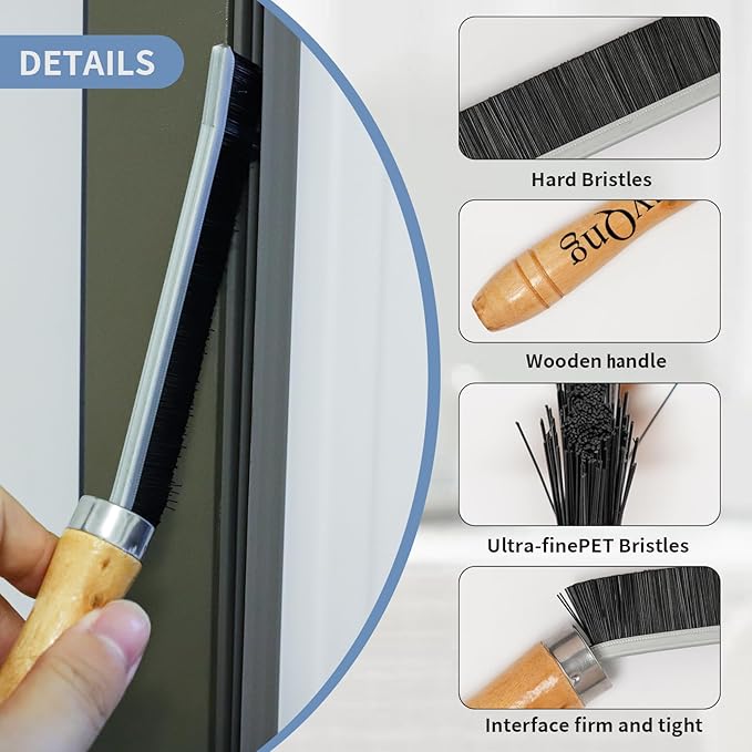 4-piece set Crevice Cleaning Brush - Multifunctional Hard Bristle Cleaning Brush for Bathroom, Kitchen, Car, Window, Faucet, Toilet & Grout - Durable Household Cleaning Tools Essentials (Black)