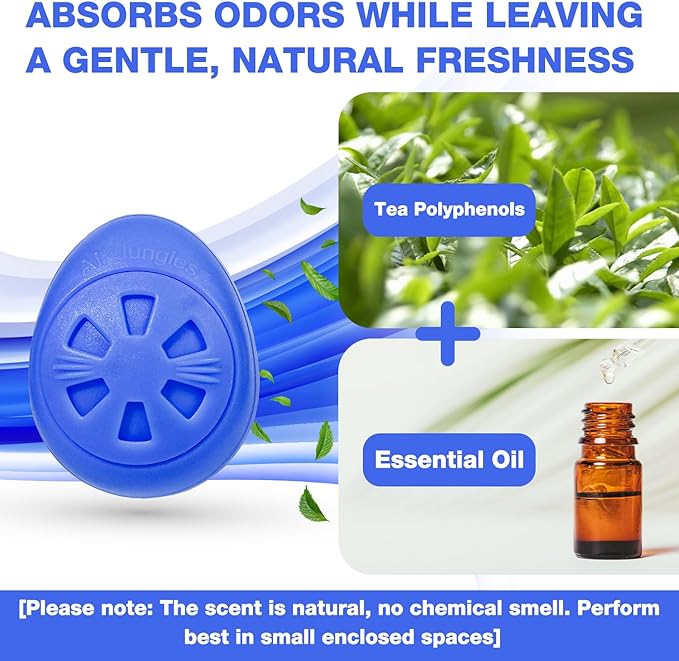Air Jungles Shoe Deodorizer Balls 6 Ct, Ocean Scent, Odor Remover Balls for Sneakers, Gym Bags, Lockers, Closets, Hampers, and Drawers, Essential Oil Provides Natural Freshness