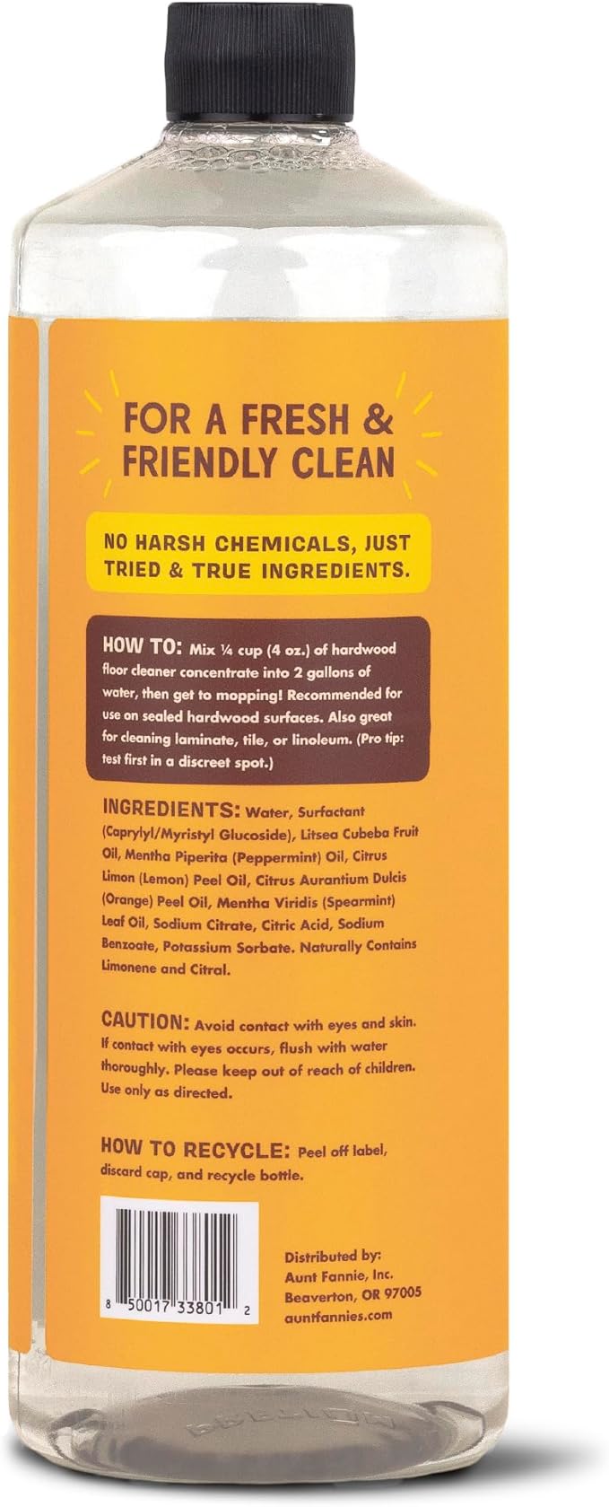 Aunt Fannie's Ultra Concentrated Hardwood Floor Cleaner, Vinegar-Free Plant Based Solution for Mopping, Bright Lemon Scent, 32 oz. (Pack of 3)