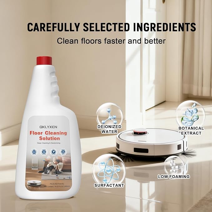 2 Bottle Floor Cleaning Solution Compatible with Roborock (Q5/Q7/Q8/Q10/S7/S8/Saros 10R/F25/Qrevo Series), Floor Cleaner Refill for All Robot Vacuums & Cordless Wet Dry Vacuum with Mopping