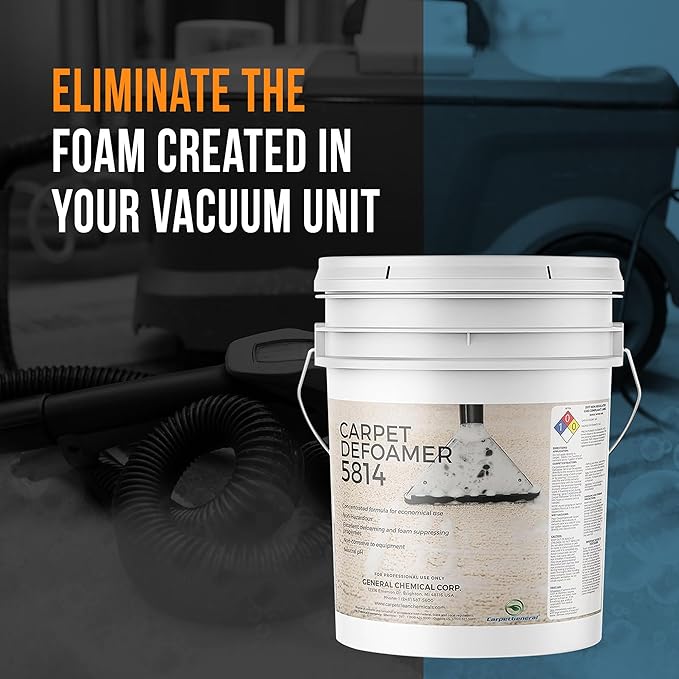 Carpet Defoamer 5814 -Foam Suppressant for Deep Carpet Cleaner Machine & Carpet Shampooer for a Heavy-Duty Carpet Cleaner Solution, Neutral Non-Corrosive Silicone Emulsion (5 Gal Pail)