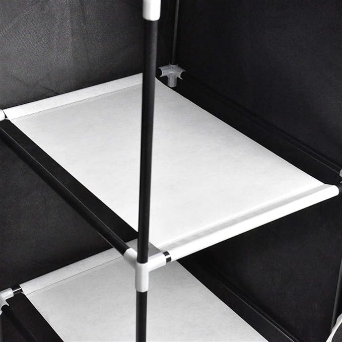 Portable Closet Wardrobe,71'' Closet Storage Organizer Rack with Shelves and Cover for Hanging Clothes, Non-Woven Fabric, Quick and Easy to Assembly (Blue)