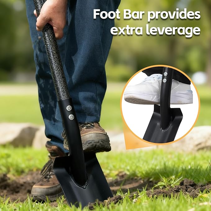 Trench Shovel for Digging, 4 inch V-Shape Narrow Trenching Spade, Heavy Duty Metal Garden Shovel Entrenching Tool for Edging Gardening Landscaping, 75 inch Adjustable Long Handle & Foot Rest Pedal