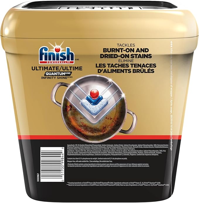 Finish Ultimate Quantum Infinity Shine Dishwasher Pods, New & Improved Formula, Dishwasher Detergent Dish Soap, Removes Burnt-On & Dried-On Stain, Degreasing, Scrubbing, & Shining Power, 62 Count