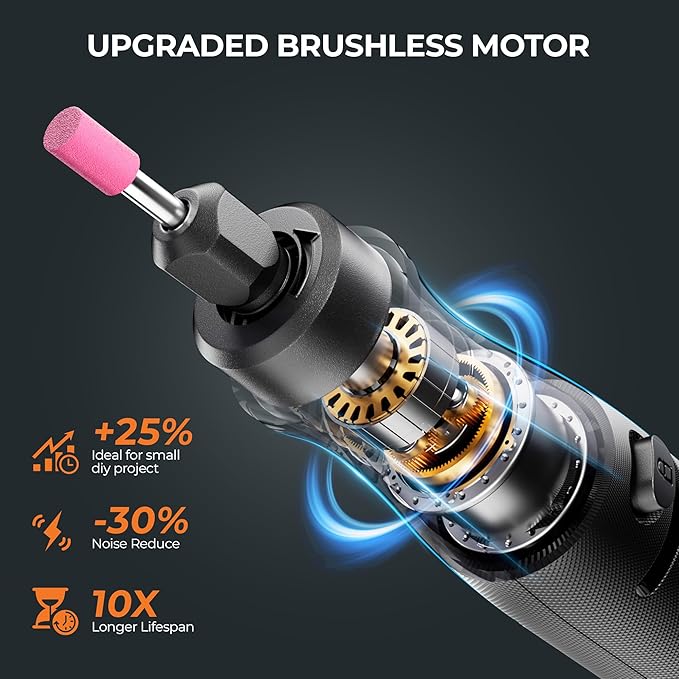 Crafting Tool Combo Kit - Rotary Tool, Airbrush Gun, Wood and Metal Crafter for Sanding, Carving, Painting, 20V Power Share Battery & 57-Piece Accessories Included