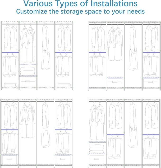 VIPEK V40C Covered Clothes Rack Heavy Duty Clothing Rack with Cover, Custom Freestanding Closet Portable Wardrobe Closet for Bedroom, Large Black Coset Rack with Black Upgarded Polyester Cover