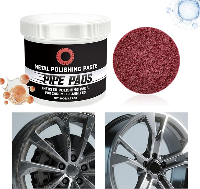 Metal Polish Paste,Protectant Scratch Remover,Pipe Infused Polishing Pads For Removing Rust Oxidation Discoloration-100g