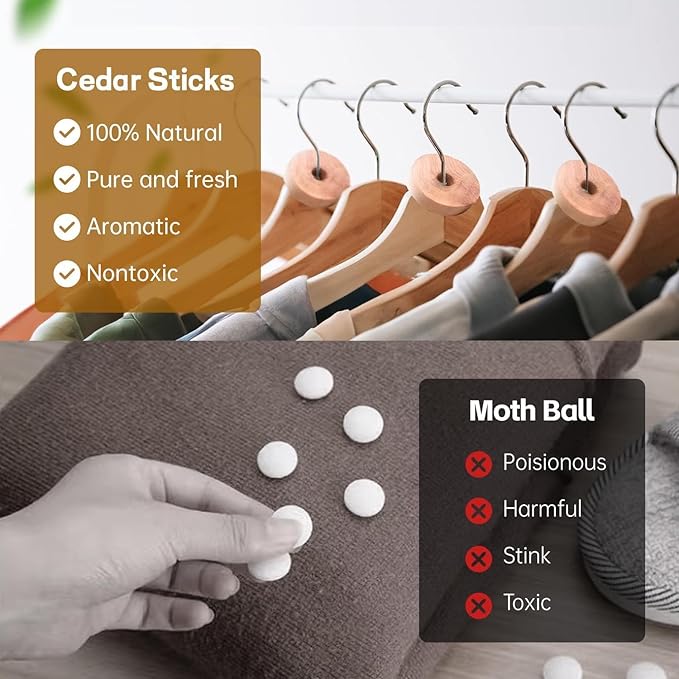 Cedar Blocks for Clothes Storage 50 Pack - 100% Natural Aromatic Cedar Rings and Balls for Closets & Drawers Freshener (30 Rings & 20 Balls)