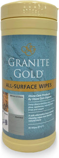 Grantie Gold All-Surface Cleaning Wipes, Deep-Cleans Stainless Steel, Mirrors, Glass, Appliances, Natural Stone, Brass, & Copper, Safe on Food-Prep Surfaces, Streak-Free, 40 Pre-Moistened Wipes
