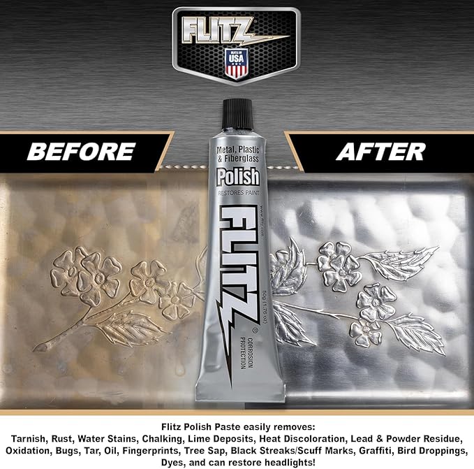Flitz 1.76oz Metal Polish Paste + 16" x 16" Microfiber Cloth