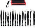 Kaisi 14 PCS Precision Tweezers Set, ESD Tweezer Set, Anti-Static Stainless Steel Tweezers Set for Craft, Jewelry, Electronics, Laboratory Work