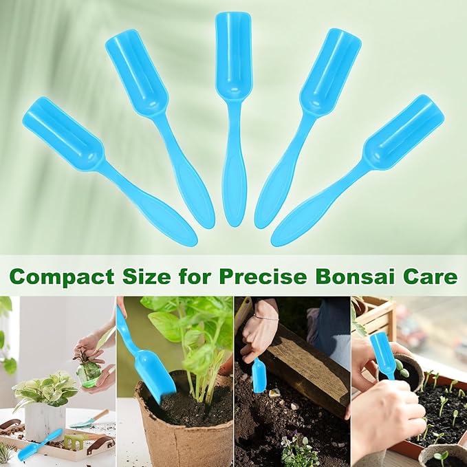 10-Pack Mini Gardening Shovel Spoons, Plastic Garden Soil Scoops for Cultivation Digging Transplanting/Flower Planting/Plant Succulent, Colorful Small Gardening Tools [Blue]